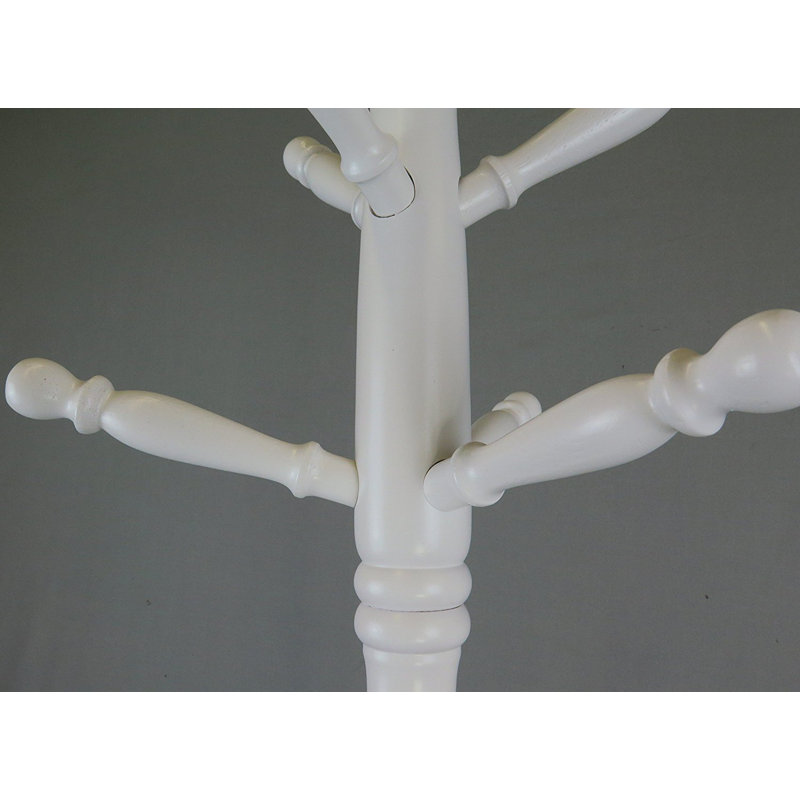 Valcour Solid Wood Freestanding 9 - Hook Coat Rack, White