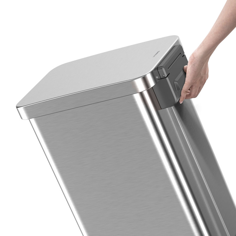 13.2 Gallon Stainless Steel Kitchen Trash Can, Argent argent