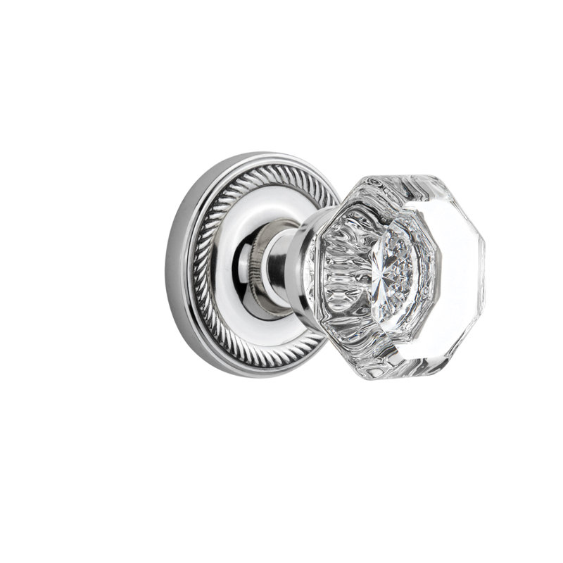 Rosette en corde avec bouton de porte Waldorf, Chrome brillant, 2 3/4 po