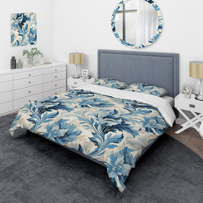 Ensemble de housse de couette bleu et blanc Ikat Bliss I - Ikat, Housse de couette pour grand lit et 2 taies décor