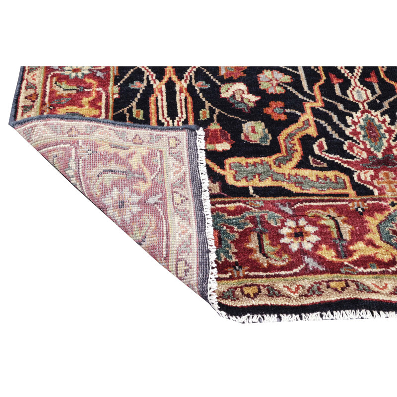 Wool Oriental Area Rug in Blue/Red/Beige/Gold, Rectangle 4' x 6'