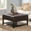 Square With Storage And Bottom Stand - Robust Bonded Leather Brown Stylish Rack Cozy