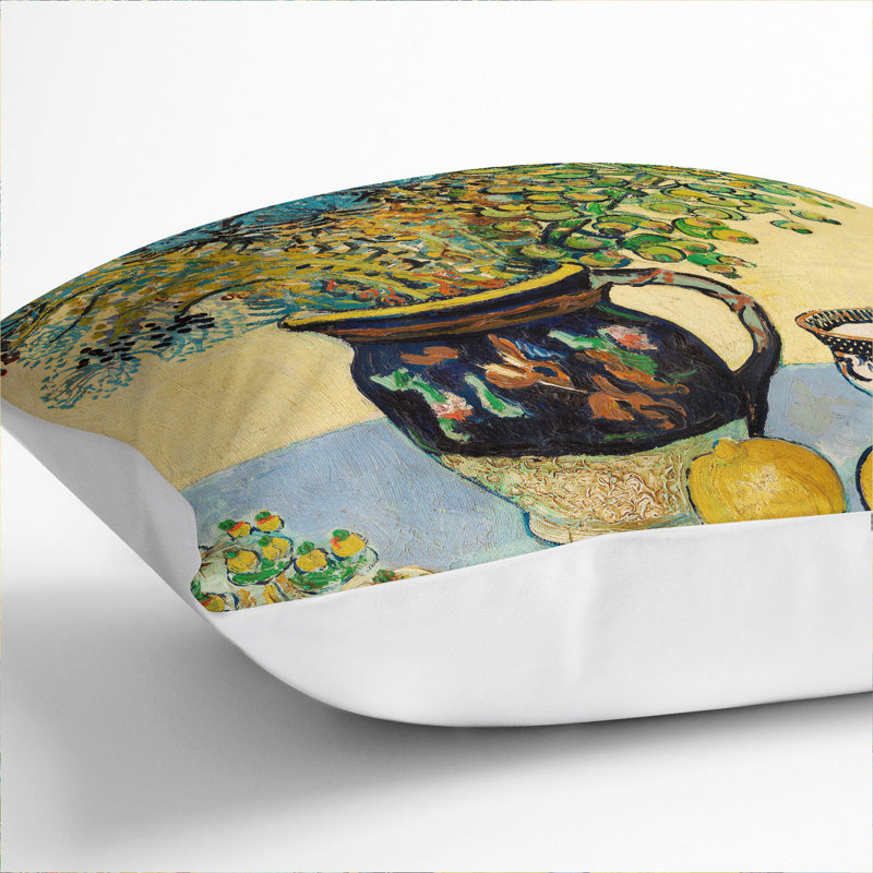Flowers and Lemons Scatter Cushion, White, 40cm H x 40cm W x 15cm D