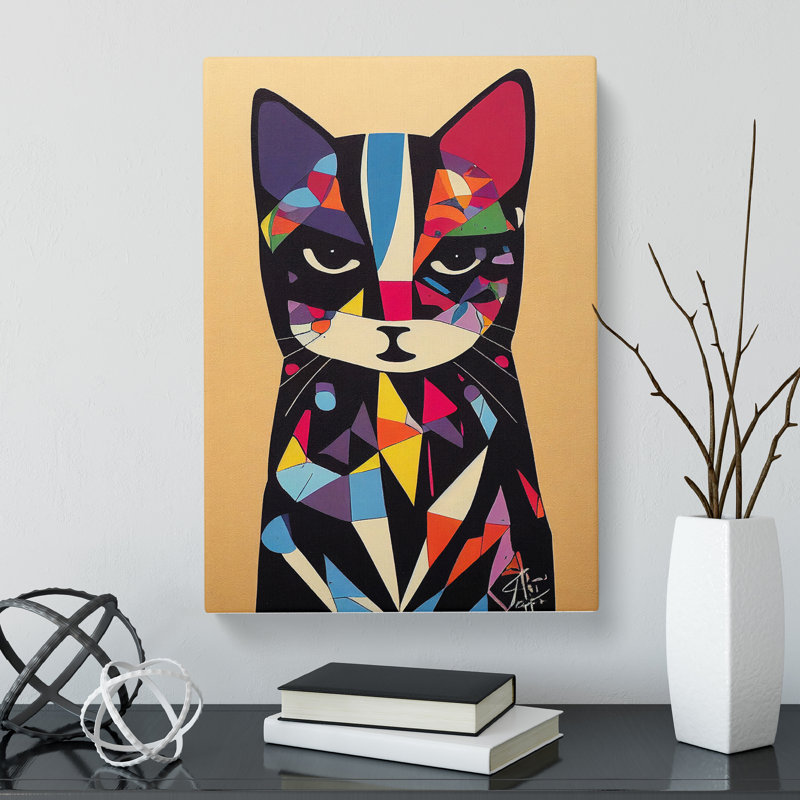 Colourful Abstract Cat Vol.4 - Wrapped Canvas, 60cm H x 40cm W x 3cm D