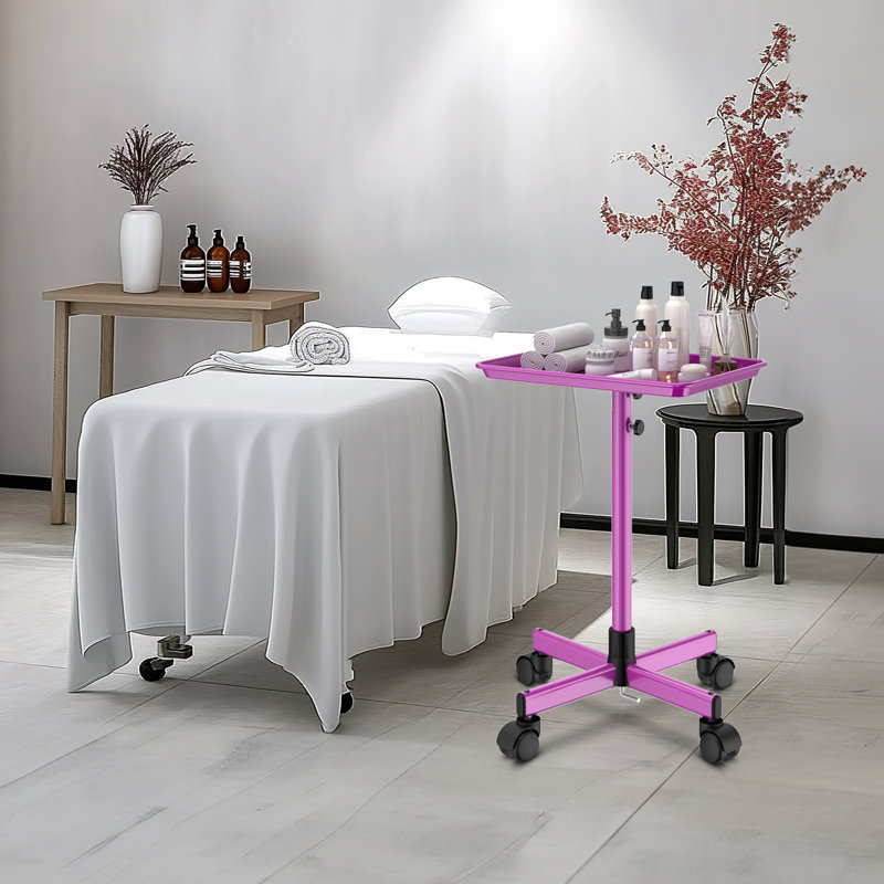 Utility Cart with Wheels Adjustable Height Storage Cart with Tray Rolling craft cart, Purple