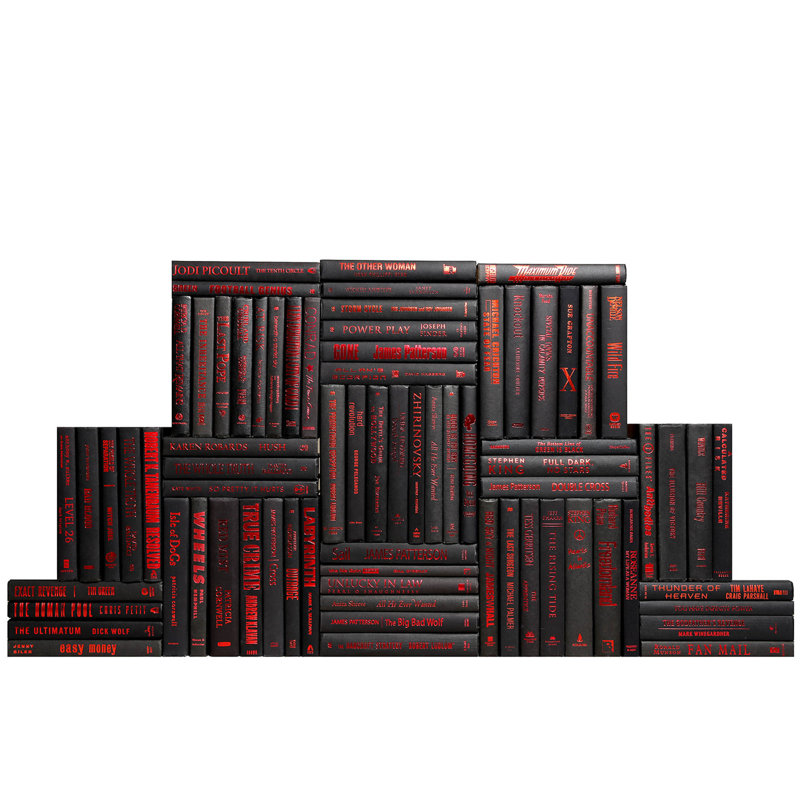 Modern Onyx & Red Book Wall, 75