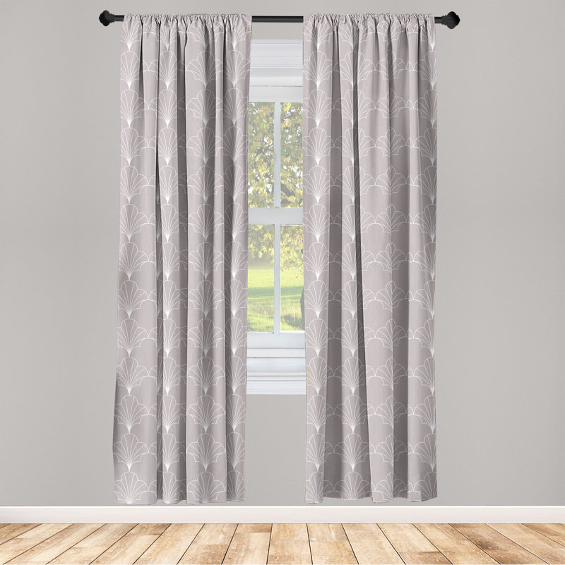 Toupin Semi Sheer Curtain Pair, Warm Taupe/White, 56" W x 84" L