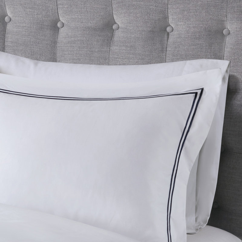 King White and Navy Cotton Sateen Comforter Set