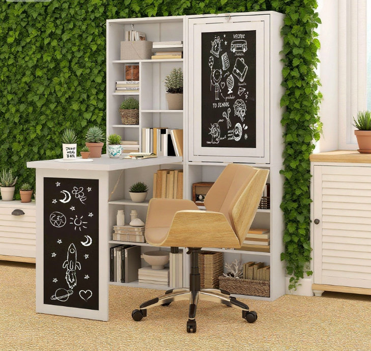 Bureau mural escamotable pour petits espaces, table d'ordinateur de bureau à domicile convertible | Idée de cadeau, Blanc