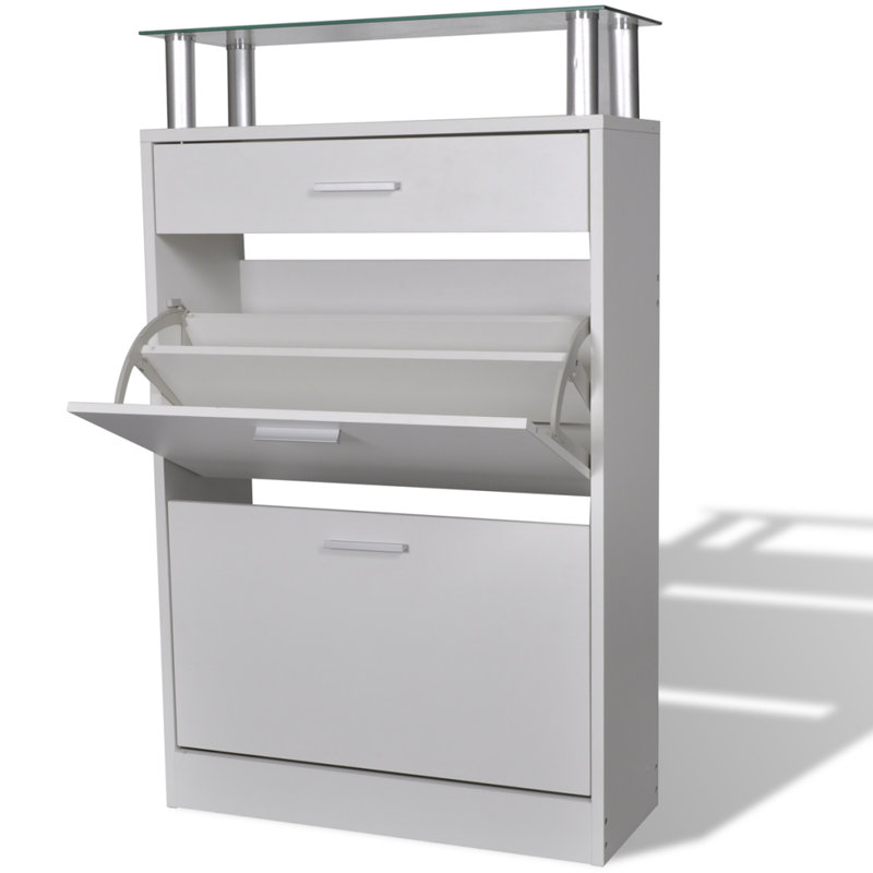 Flip Down Shoe Storage, White