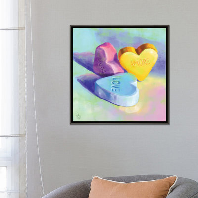 Bonbons cœurs - reproduction d'art murale - toile encadrée
