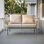Causeuse d'extérieur - Canapé de patio 2 places avec structure et coussins en acier, mobilier de jardin moderne Boho pour la cour arrière, balcon, porche, couleur os