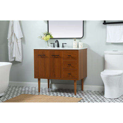 Cyrus 36'' Single Bathroom Vanity with Engineered Marble Top