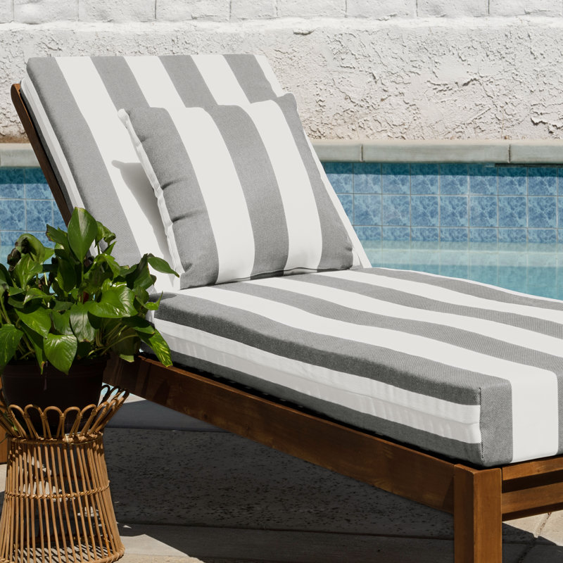 Square Toss Pillow Striped Throw Pillow, Grey Awning Stripe