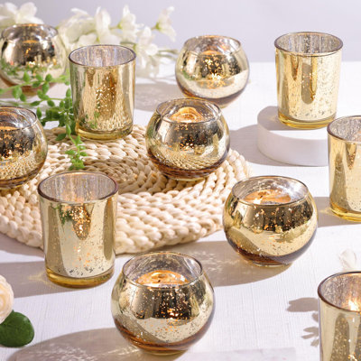 12 pièces de porte-bougies votives assorties, porte-bougie en verre Mercury, décorations de table de mariage pour la fête à la maison, décorations de fête d'anniversaire