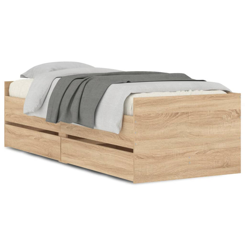 Nikash Bed, Single ( 90 x 200 cm), Sonoma Oak