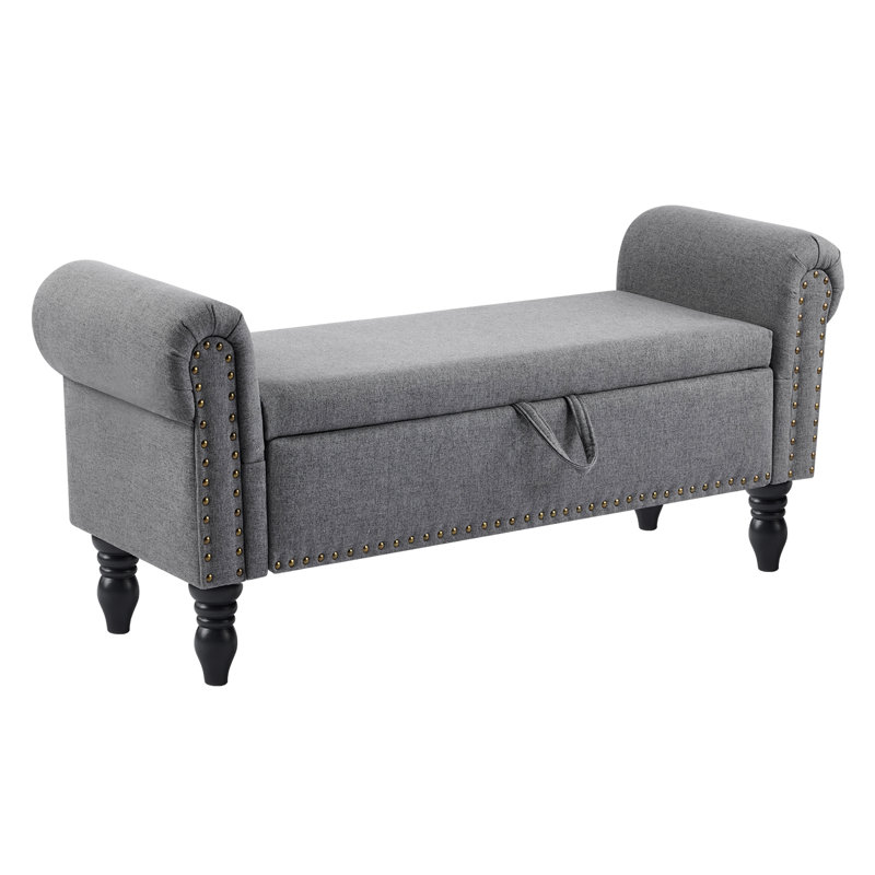 Banc de rangement rembourré, Gris