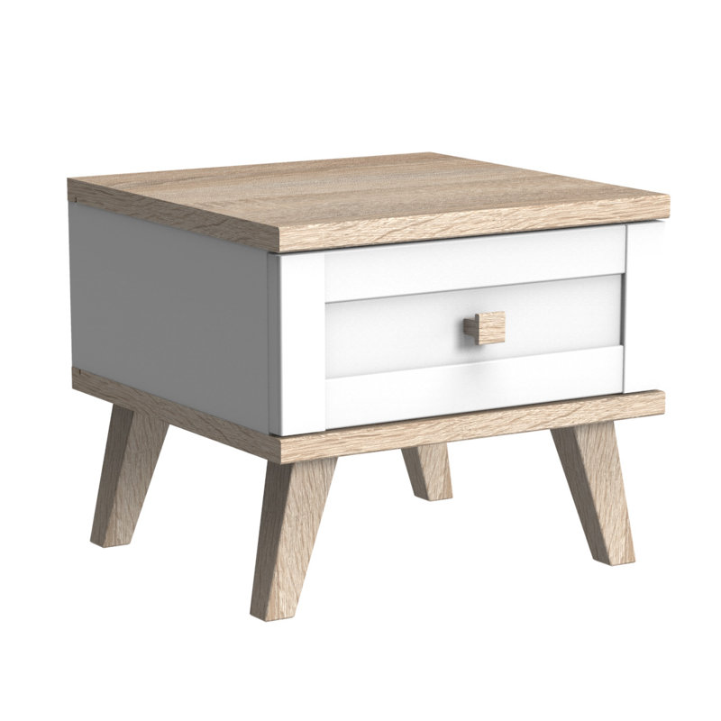 Victor 1 Drawer Nightstand, White/Brown