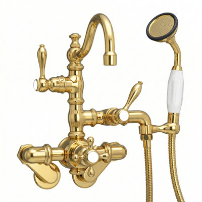 Robinet de baignoire thermostatique avec poignées en croix avec douchette par Strom Living