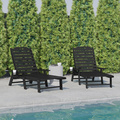 Ayleah Commercial Grade Outdoor Adjustable Lounge Chair with Cupholder