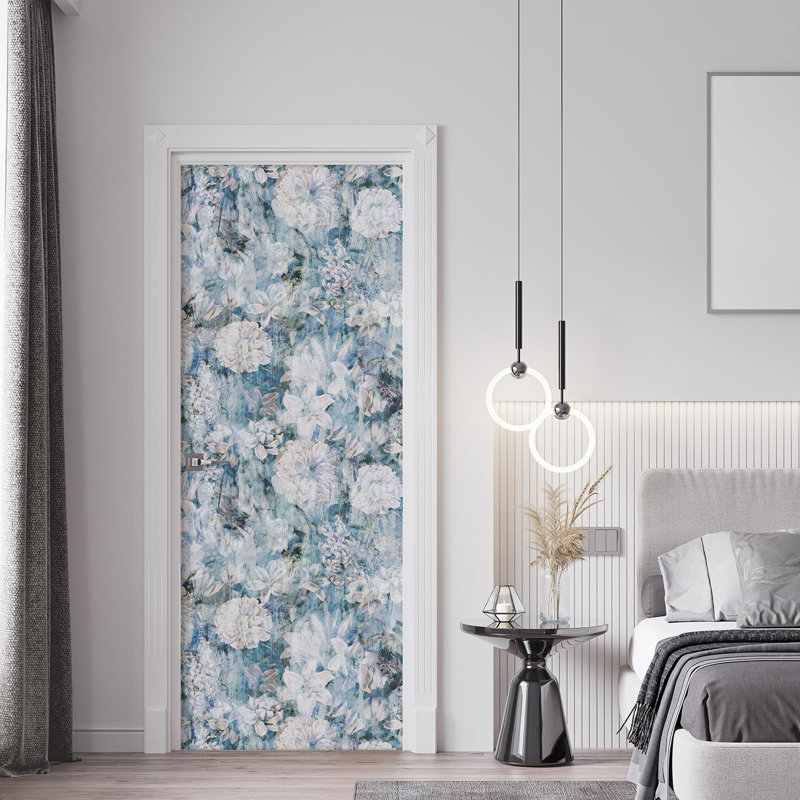 Fleur bleue artistique abstraite, L 96 po x l 48 po