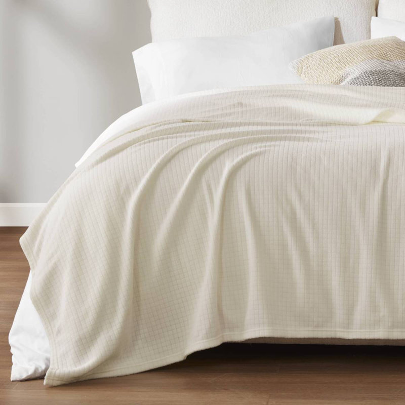 Microfleece Blanket, Taupe, Lit simple