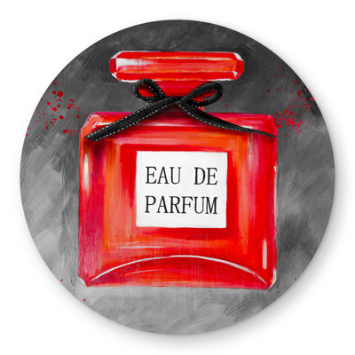 Perfume Red Bottle - Romantic Round Outdoor Area Rug for Home