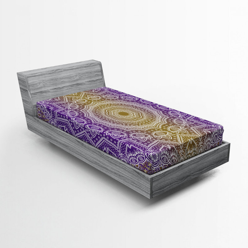 Microfiber Fitted Sheet, Twin XL Fitted Sheet, Purple/Yellow