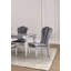 Chaise de salle à manger à sièges cannelés à finition cannelée argentée et gris clair-891807324-891807331