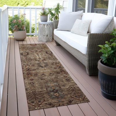 Machine Washable Indoor/Outdoor Xhevrie Brown Rug