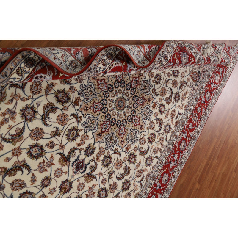 Tapis persan Ispahan 7 x 10 en laine et soie fait à la main