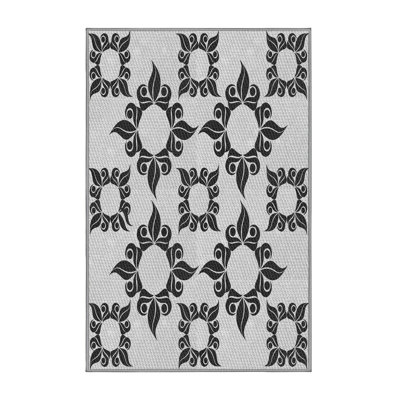 Tapis blanc/noir tissé à la machine