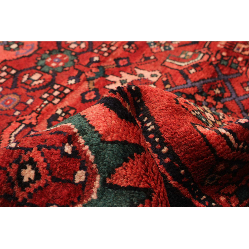 Tapis rouge en laine noué à la main 3 pi 5 po x 10 pi 6 po Andelz