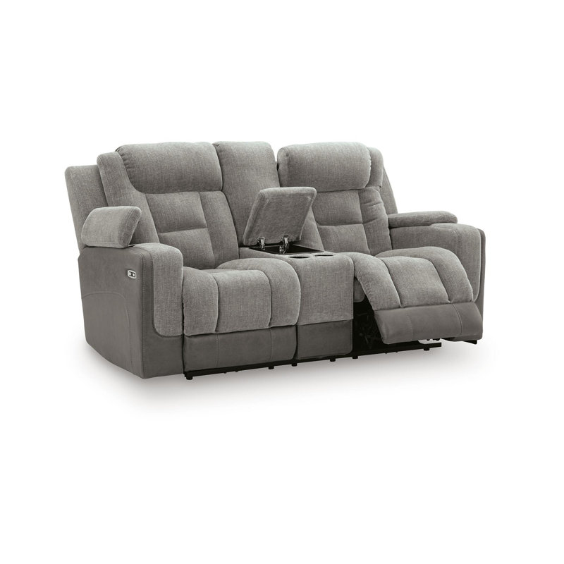 Causeuse inclinable électrique avec console, Gris