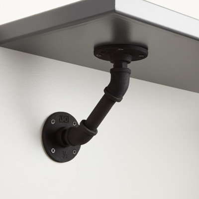 Gibson Iron Pipe Shelf Brackets - Black Powder Coat