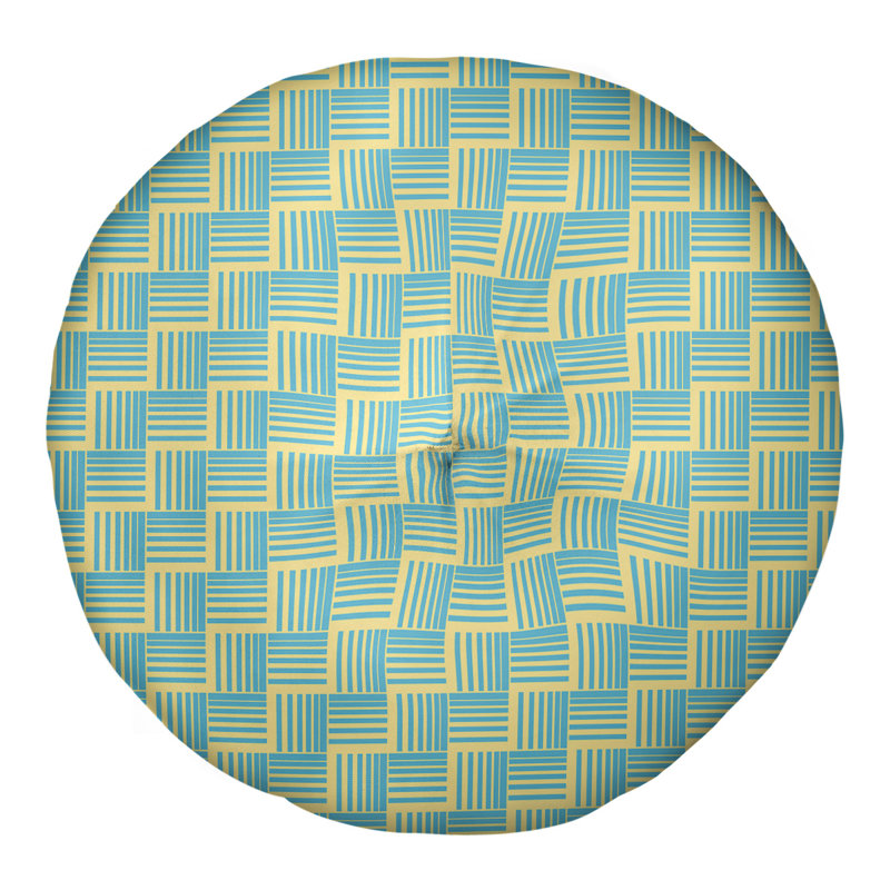 Coussin de sol classique à rayures Baskettressées, 26 po x 26 po, Jaune/bleu sarcelle
