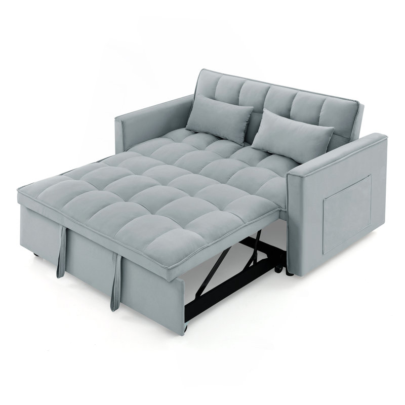 54.33 Inch Versatile Foldable Sofa Bed In 3 Lengths, Modern Sofa  Velvet Pull-Out Bed, Adjustable Back
