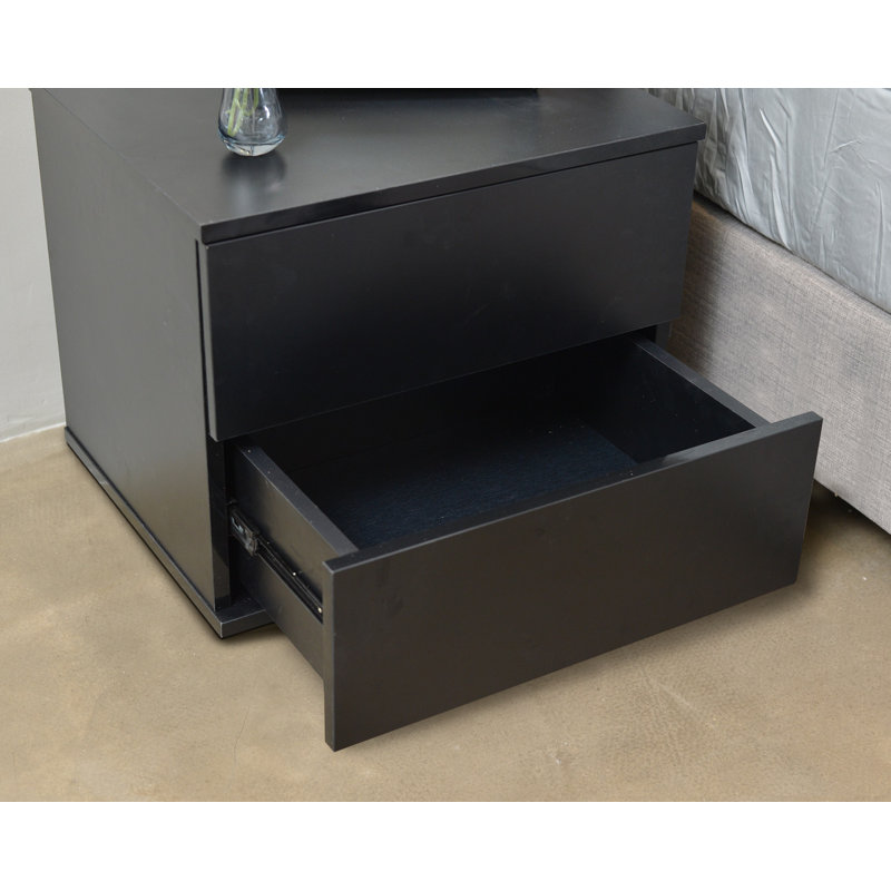 Hoehn 50.2cm W Manufactured Wood Bedside Table, Black