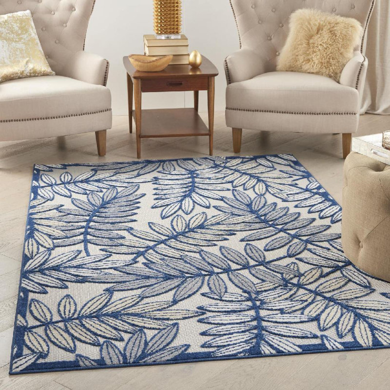 Adames Floral Indoor / Outdoor Rug, Rectangle 6' x 9'