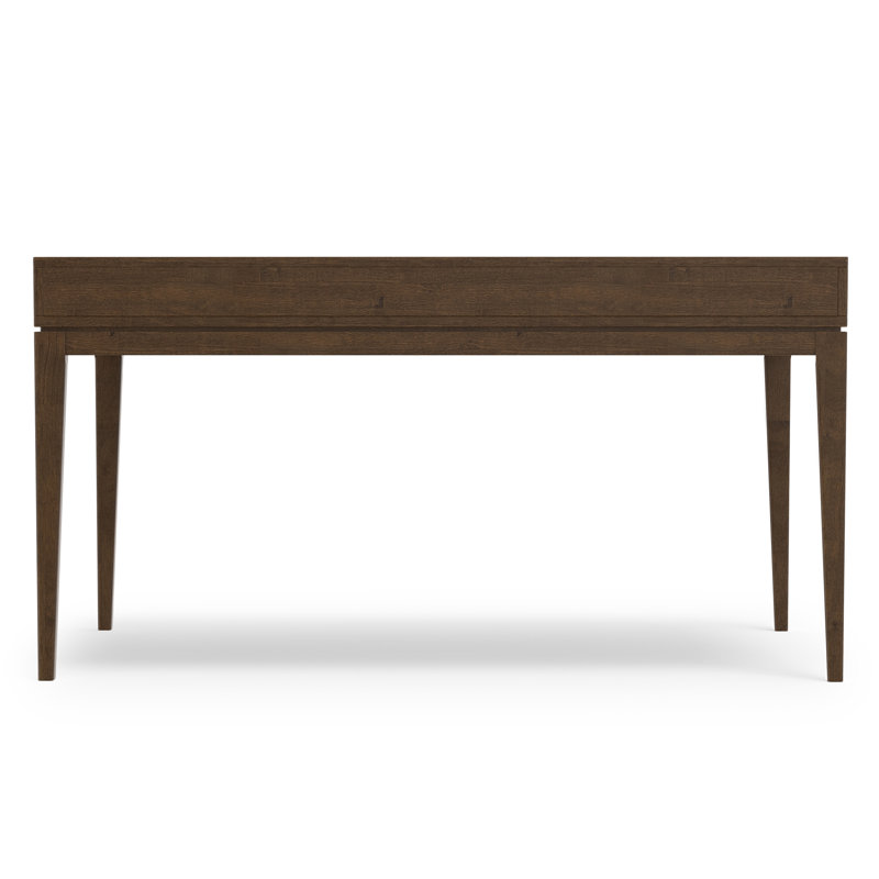 Bureau d'écriture Mid-Century moderne en bois massif 60 po avec 2 tiroirs et plateau à clavier rabattable Harper, Noyer brun