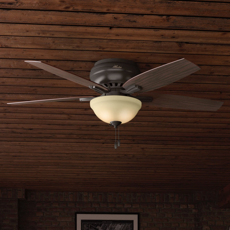 Hunter 52 inch Newsome Low Profile Ceiling Fan with LED Light Kit and Pull Chain, Premier Bronze
