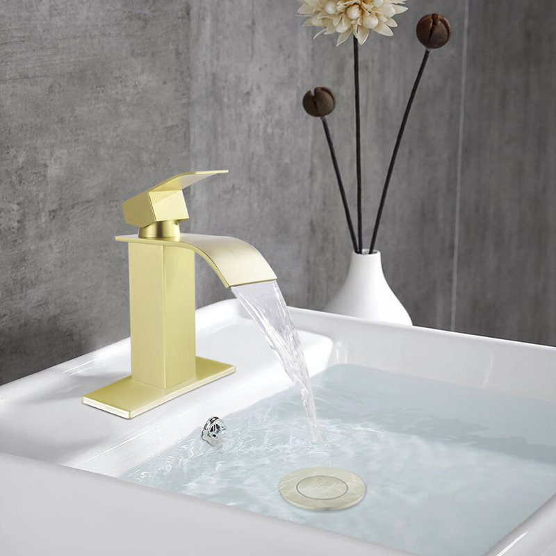 Single-Hole Bathroom Faucet, Brushed Gold