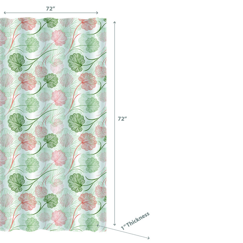 Ensemble de rideau de douche floral 13 pièces + crochets