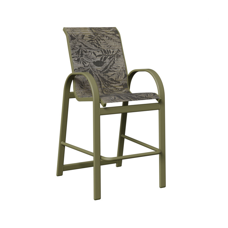 Chaise de bar Cazares, Vert sauge, Sumba moka