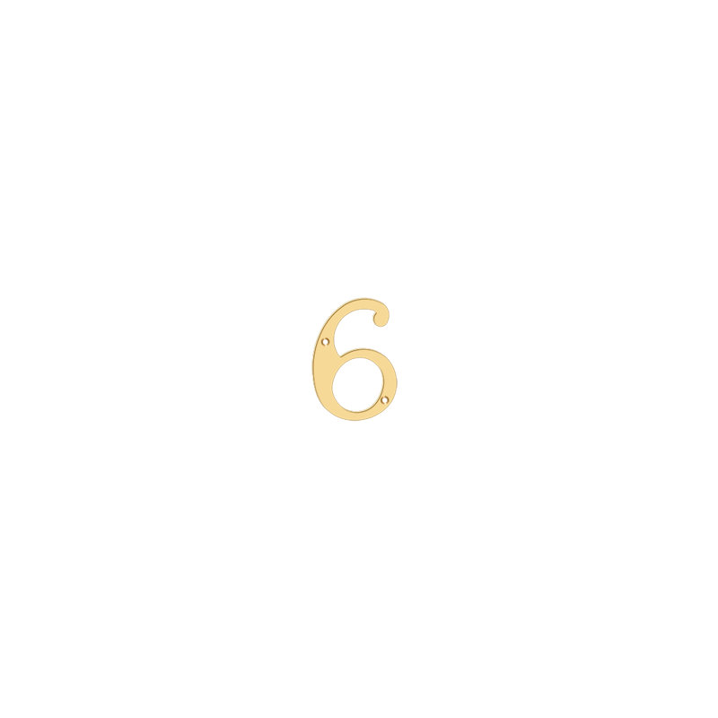 House Number, 6, PVD Polished Brass