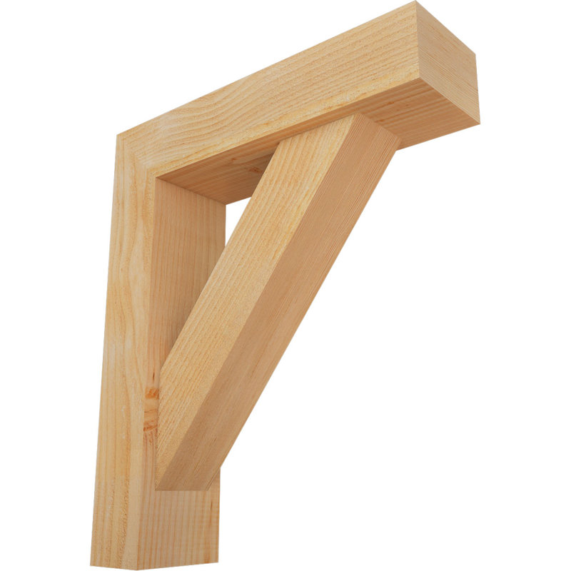 6"W x 22"D x 26"H Traditional Block Rough Sawn Bracket w/ Offset Brace, Douglas Fir, 26 x 22, 6"W Douglas Fir (Rough Sawn)