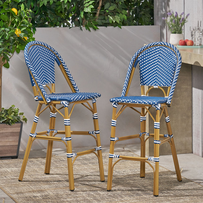Tabouret de bar 29,5 po, Teal Blue/White