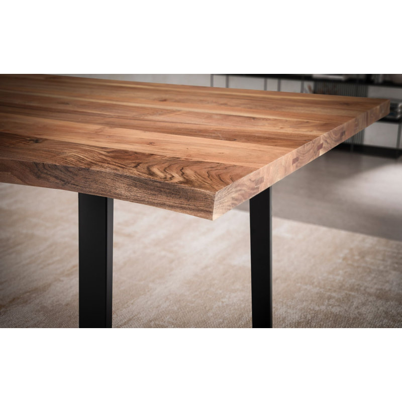 McGill Acacia Solid Wood Dining Table, Black, 76cm H x 200cm L x 100cm W