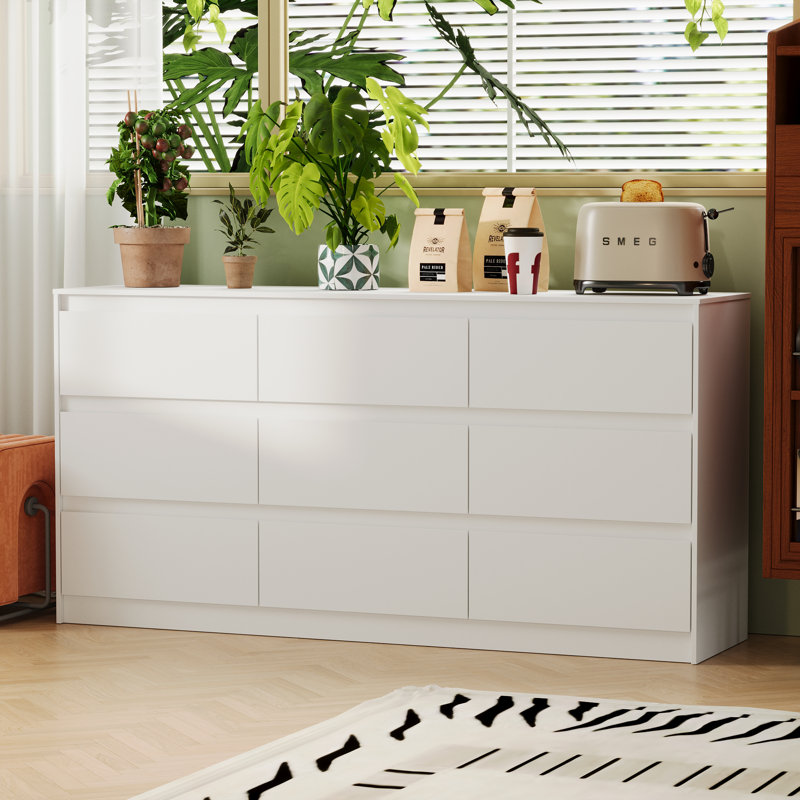 9-Drawer Storage Cabinet With Modern Design, White