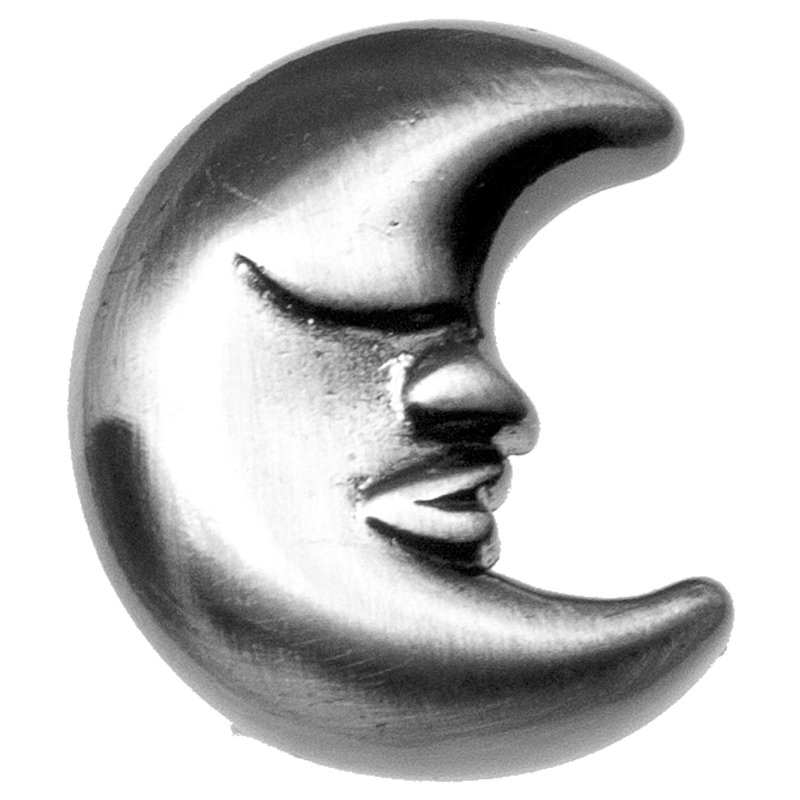 Poignée fantaisie lune 1 po, Laiton, 1"